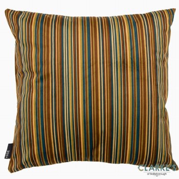 Chenille Print Stripe Teal Cushion