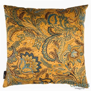 Chenille Print Swirl Teal Cushion