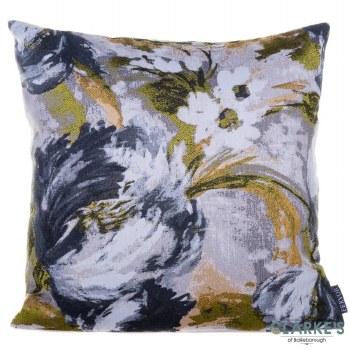 Geo Floral Abstract Yellow Grey Cushion