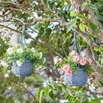 Meadow - Hanging Basket Bouquet White