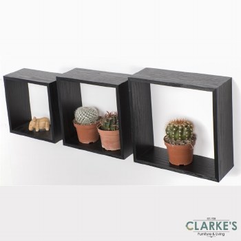 Duraline Cube Shelves Black Oak | Set of 3