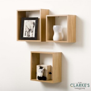 Duraline Cube Shelves Oak | Set of 3