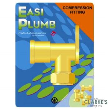 Easi Plumb 1/2" x 3/4" F.I. Wall Plate Brass Compression Elbow