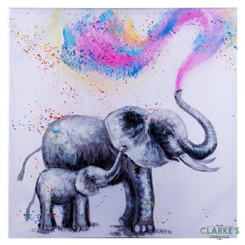 Fun in Colour Elephant Pair - Wall Art on Canvas 60 x 60 cm