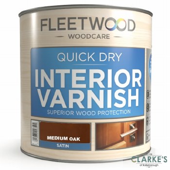 Fleetwood Quick Dry Interior Varnish Medium Oak Satin 1 Litre