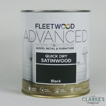 Fleetwood Advanced Quick Dry Satinwood Paint Black 2.5 Litre
