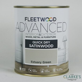 Fleetwood Advanced Quick Dry Satinwood Paint Estuary Green 750 ml