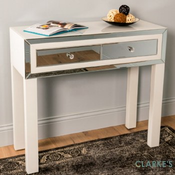 Freya 2 Drawer Mirrored White Console Table