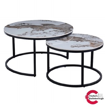 Kas Marble Effect Top Nest of Table