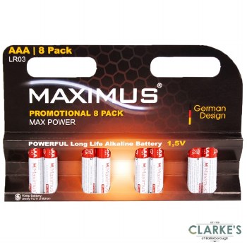 Maximus AAA Alkaline Batteries 8 Pack