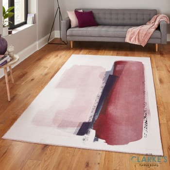 Michelle Collins AB0151 Printed Rose/Crimson Rug 150 x 230cm
