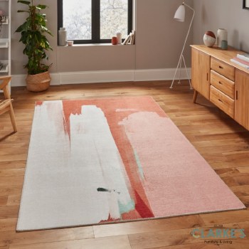 Michelle Collins AB0156 Printed Terra/Ivory Rug 150 x 230cm