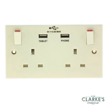 PowerMaster 2 Gang Switched Socked with USB Ports