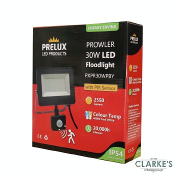 Prelux IP54 LED 30W Floodlight with Movement Sensor