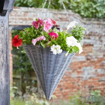 Slate Cone Hanging Flower Planting Basket 14"