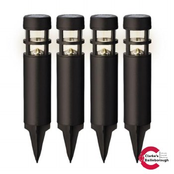Solar Stake Set of 4 Black Warm White