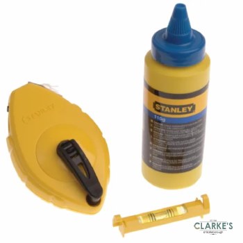 Stanley Chuck Line Set | 30 Meter Reel, Blue Chalk, Line Level