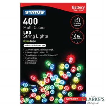 400 LED Multi-Colour Battery Operated String Lights