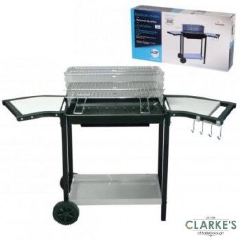 Charcoal Barbecue Grill with Side Shelves