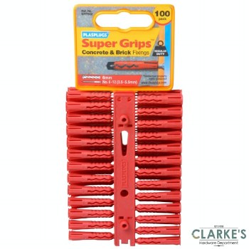 Plasplug Supergrip Concrete & Brick Platic Fixings 6mm | 100 Pack