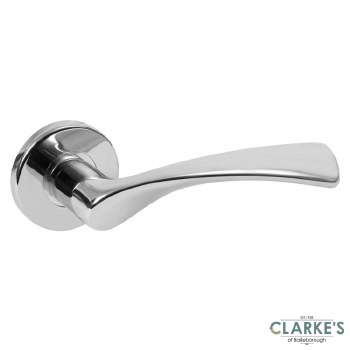 Lyon Lever on Rose Door Handles with Key Escutcheon Set Polished Nickel