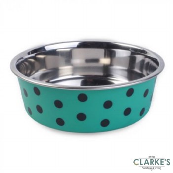 Stainless Steel Green Polka Bowl 17 cm