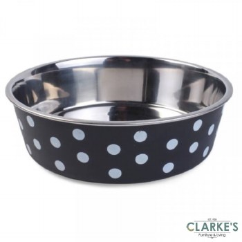 Stainless Steel Navy Polka Bowl 17 cm