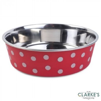 Stainless Steel Red Polka Bowl 21 cm