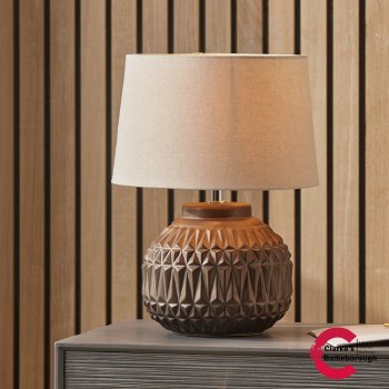 Anneli Bronze Aztec Texture Ceramic Table Lamp