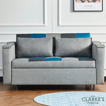 Aspen Sofa Bed Grey/Teal Patchwork