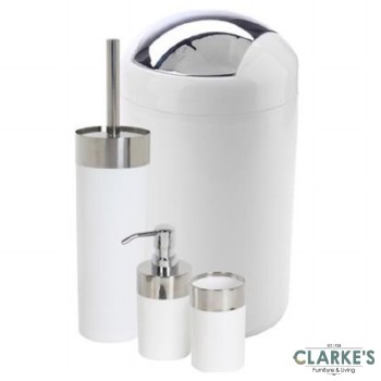 AtHome Bathroom Set - Bin, Brush, Dispenser, Tumbler