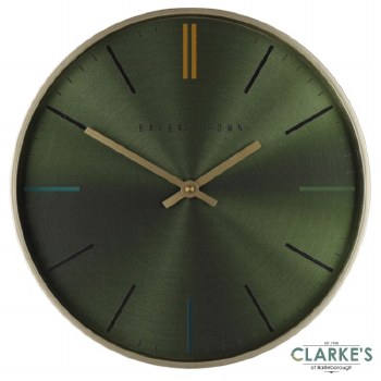 Baker and Brown Metallic Wall Clock Green 30cm