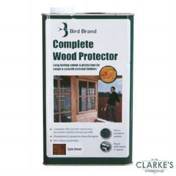 Bird Brand Complete Wood Protector Preserver Dark Brown 5 Litre