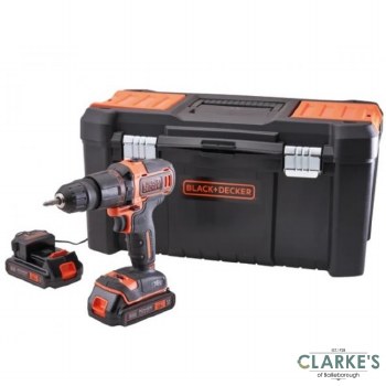 Black & Decker 18V Combi Drill 2 x 1.5Ah Li-Ion Batteries with 120 Accessory Set