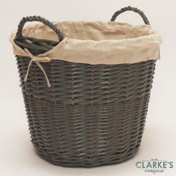 Blacksod Round Wicker Log Basket Grey