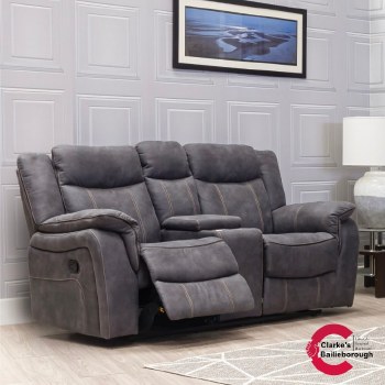 Brooklyn 2 Seater Sofa Charcoal with Console