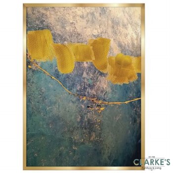 Gold & Cyan 3 - Framed Wall Art 54 x 74 cm