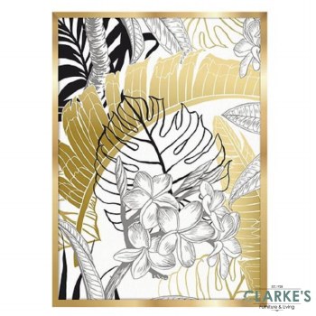Gold Leaves - Framed Wall Art 54 x 74 cm