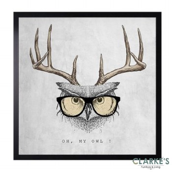 The Owl - Framed Wall Art 50 x 50 cm