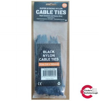 BuildWorx Cable Ties Black 3.6 x 150mm