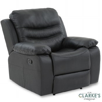 Cara 1 Seater Leather Recliner Armchair Black