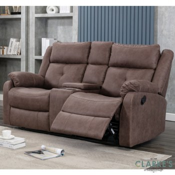 Casey 2 Seater Recliner Sofa with Console Chestnut