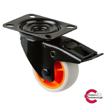 Transport Castor Wheel 80mm With Brake 100kg Orange/Black