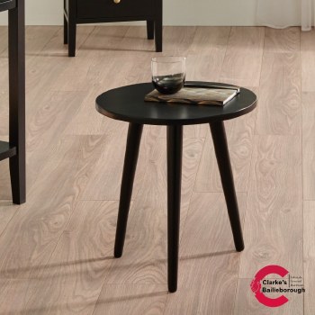 Chelmsford Satin Black Pine Wood Lamp Table