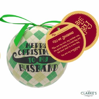 Christmas Gifting Bauble with Sentiment Card - Merry Christmas To My Husband