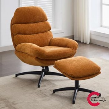 Clark Accent Chair wit Stool Gold