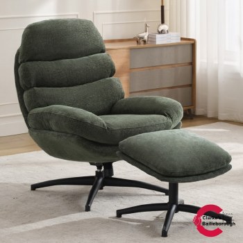 Clark Accent Chair wit Stool Moss