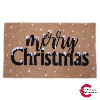 Coir Door Mat Merry Snowy Christmas