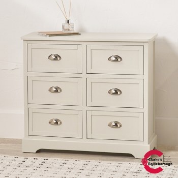 Croft Linen Pine Wood 6 Drawer Sideboard