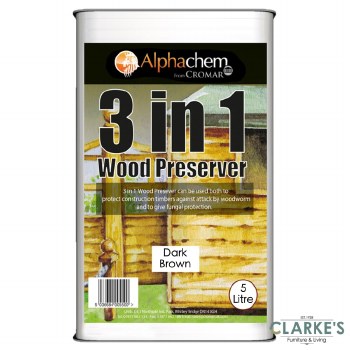 Cromar 3 in 1 Wood Preserver Dark Brown 5 Litre